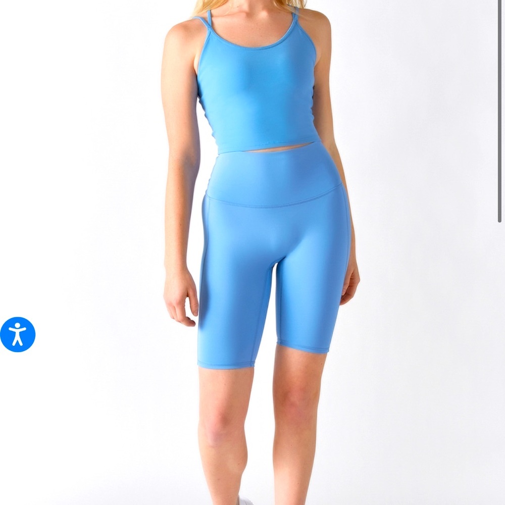 Blue high waisted biker shorts